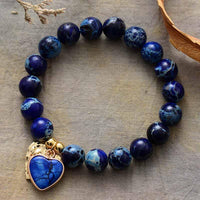 Hearts of Charm Jasper Stretchy Bracelet - royal - Womens Bracelets Crystal Bracelet - Allora Jade