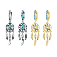 'Dreamcatcher' CZ & Sterling Silver Dangle Earrings - Sterling Silver Earrings - Allora Jade