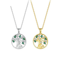 'Peaceful Lucky Tree' Pendant Necklace CZ & Sterling Silver - Sterling Silver Pendant Necklaces - Allora Jade