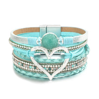 'Dalgu' Heart Charm Cuff Bracelet - mint - Womens Bracelets - Allora Jade