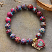 Hearts of Charm Jasper Stretchy Bracelet - red - Womens Bracelets Crystal Bracelet - Allora Jade