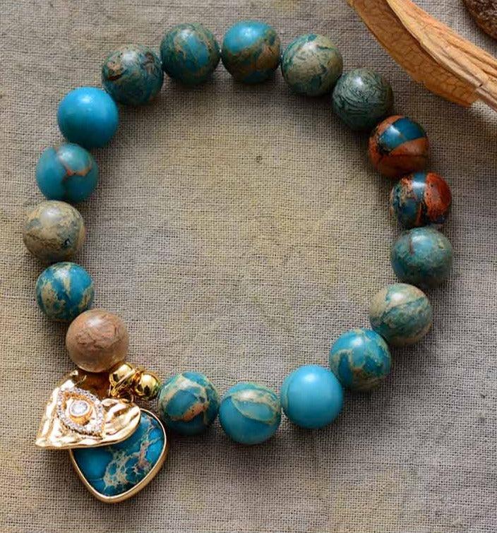 Hearts of Charm Jasper Stretchy Bracelet - red - Womens Bracelets Crystal Bracelet - Allora Jade