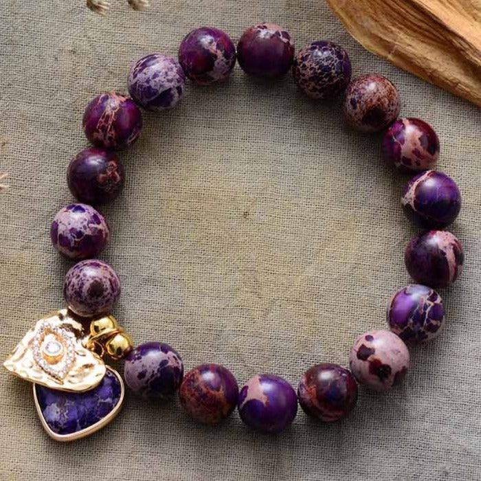 Hearts of Charm Jasper Stretchy Bracelet - royal - Womens Bracelets Crystal Bracelet - Allora Jade