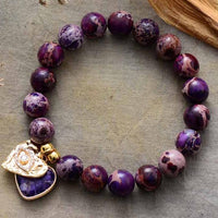 Hearts of Charm Jasper Stretchy Bracelet - royal - Womens Bracelets Crystal Bracelet - Allora Jade