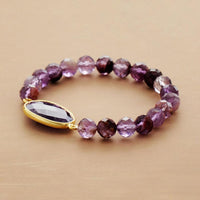 Purple Phantom Quartz & Amethyst Stretchy Bracelet - Womens Bracelets Crystal Bracelet - Allora Jade