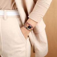 Jasper & Amethyst Charm Wrap Bracelet - Womens Bracelets Crystal Bracelet - Allora Jade