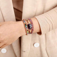 Jasper & Amethyst Charm Wrap Bracelet - Womens Bracelets Crystal Bracelet - Allora Jade