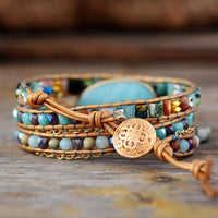 Natural Amazonite & Beads Wrap Bracelet - Womens Bracelets Crystal Bracelet - Allora Jade