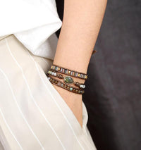 Labradorite & Rhinestone Wrap Bracelet - Womens Bracelets Crystal Bracelet - Allora Jade