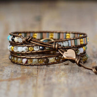 Labradorite & Rhinestone Wrap Bracelet - Womens Bracelets Crystal Bracelet - Allora Jade