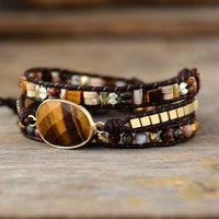 Jasper & Tiger's Eye Charm Wrap Bracelet - Womens Bracelets Crystal Bracelet - Allora Jade