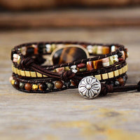 Jasper & Tiger's Eye Charm Wrap Bracelet - Womens Bracelets Crystal Bracelet - Allora Jade
