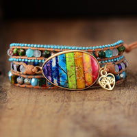 Jasper & Tree of Life Heart Charm Wrap Bracelet - Womens Bracelets Crystal Bracelet - Allora Jade