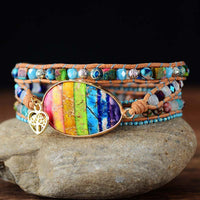 Jasper & Tree of Life Heart Charm Wrap Bracelet - Womens Bracelets Crystal Bracelet - Allora Jade
