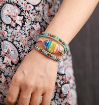 Jasper & Tree of Life Heart Charm Wrap Bracelet - Womens Bracelets Crystal Bracelet - Allora Jade