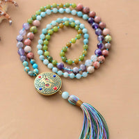 'Nepal Charm' Agate and Jasper 108 Mala Necklace - Womens Necklaces Crystal Necklace - Allora Jade
