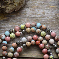 'Pyrite Tassel' Agate & Pyrite 108 Mala Necklace - Womens Necklaces Crystal Necklace - Allora Jade