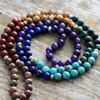 'Azure Tassel' Jasper & Agate 108 Mala Necklace - Womens Necklaces Crystal Necklace - Allora Jade