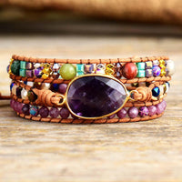 Jasper & Amethyst Charm Wrap Bracelet - Womens Bracelets Crystal Bracelet - Allora Jade
