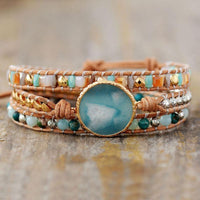 Amazonite Charm Beads & Jasper Beads Wrap Bracelet - Womens Bracelets Crystal Bracelet - Allora Jade