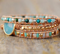 Amazonite Charm Beads & Jasper Beads Wrap Bracelet - Womens Bracelets Crystal Bracelet - Allora Jade