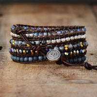 Onyx, Rhinestone & Tibetan Beads Wrap Bracelet - Womens Bracelets Crystal Bracelet - Allora Jade