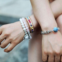 Rose Quartz Stretchy Bracelet w/ Tree of Life Charm - Womens Bracelets Crystal Bracelet - Allora Jade