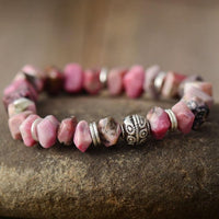 Rhodonite & Tree of Life Charm Stretchy Bracelet - Womens Bracelets Crystal Bracelet - Allora Jade