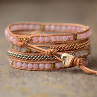 Rose Quartz & White Onyx Wrap Bracelet - Womens Bracelets Crystal Bracelet - Allora Jade
