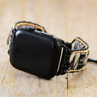 Black White Jasper Apple Watch Band - Womens Crystal Watch Bands - Allora Jade