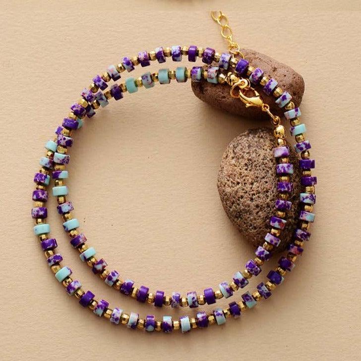 Crystal Choker Necklace – Purple Blue Marble Jasper | ALLORA JADE