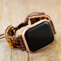Tiger's Eye Beads Apple Watch Band - Womens Crystal Watch Bands - Allora Jade