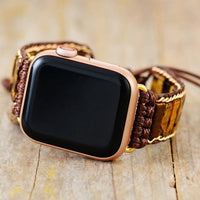 Tiger's Eye Beads Apple Watch Band - Womens Crystal Watch Bands - Allora Jade