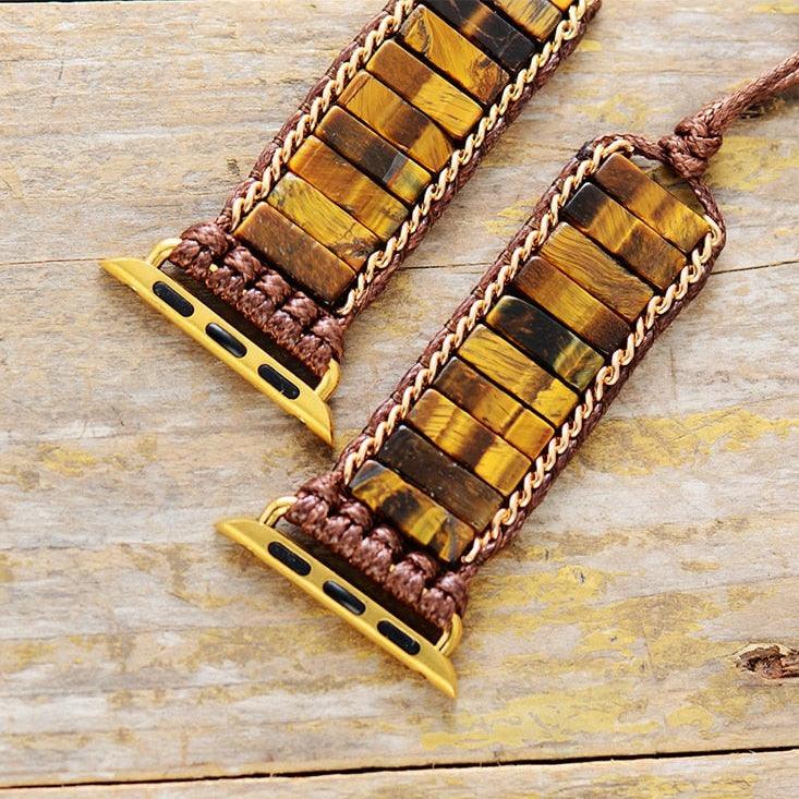 Tiger's Eye Beads Apple Watch Band - Womens Crystal Watch Bands - Allora Jade