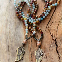 'Angel Wing' Amazonite, Picasso Jasper & Pyrite Necklace - Allora Jade