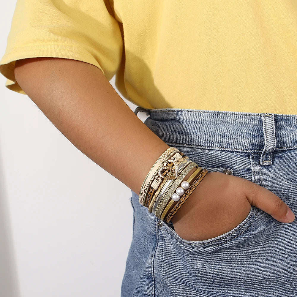 'Inspired Heart' Charm Cuff Bracelet - white