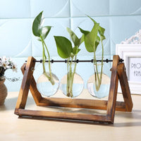 'Bubble' Glass and Wood 3 Pot Vase - Allora Jade