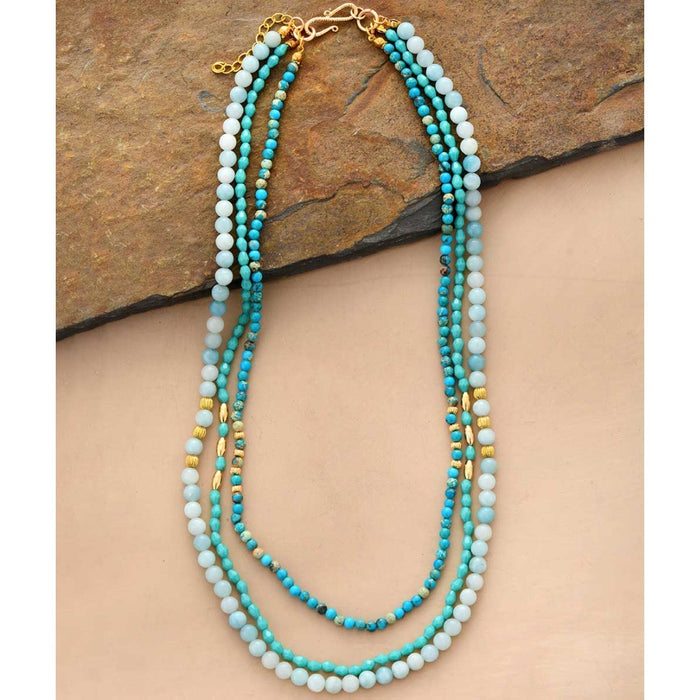 'Garrabari' Amazonite, Jasper & Agate Multilayered Necklace | Allora Jade