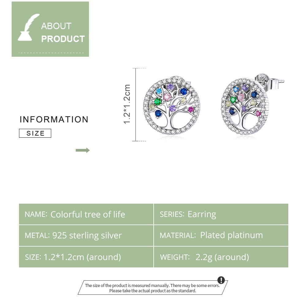 'Tree of Life' Sterling Silver and CZ Stud Earrings - ALLORA JADE
