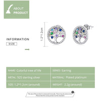 'Tree of Life' Sterling Silver and CZ Stud Earrings - Sterling Silver Earrings - Allora Jade