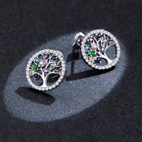 'Tree of Life' Sterling Silver and CZ Stud Earrings - ALLORA JADE
