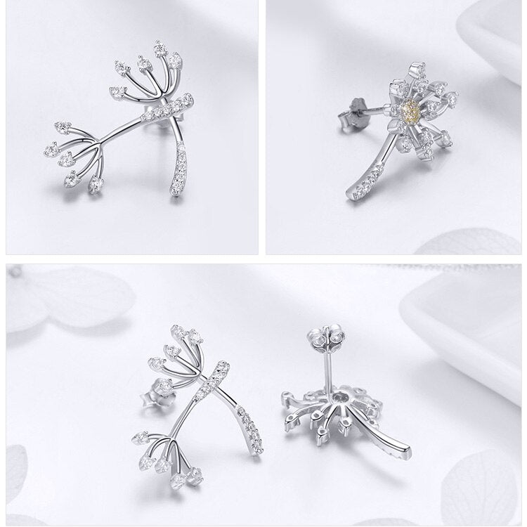 'Dandelion Love' Sterling Silver and CZ Stud Earrings - Allora Jade