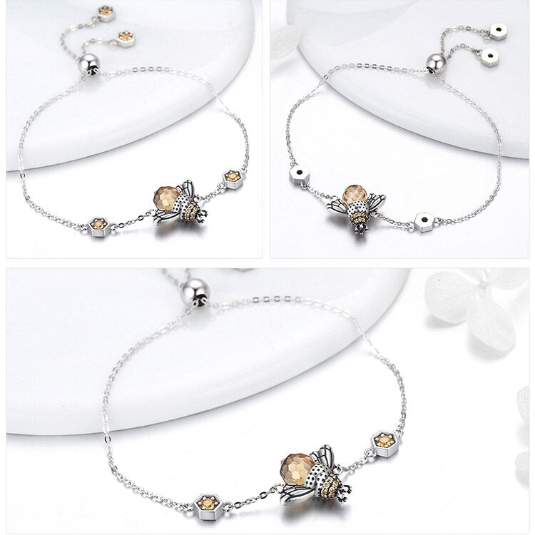'Bee' Charm Sterling Silver Bracelet | ALLORA JADE