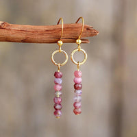 'Ngawa' Bohemian Pink Jasper Dangle Drop Earrings | Allora Jade