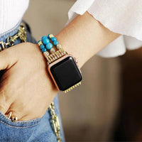 Jasper Gold Beads Stretchy Apple Watch Band - Apple Watch Bands - Allora Jade