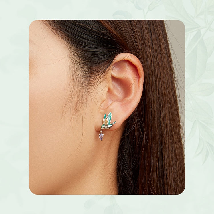 'Kingfisher' Sterling Silver and CZ Earrings | Allora Jade
