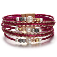 'Girinya' Pearl Beads Cuff Bracelet - berry - women's bracelet | Allora Jade