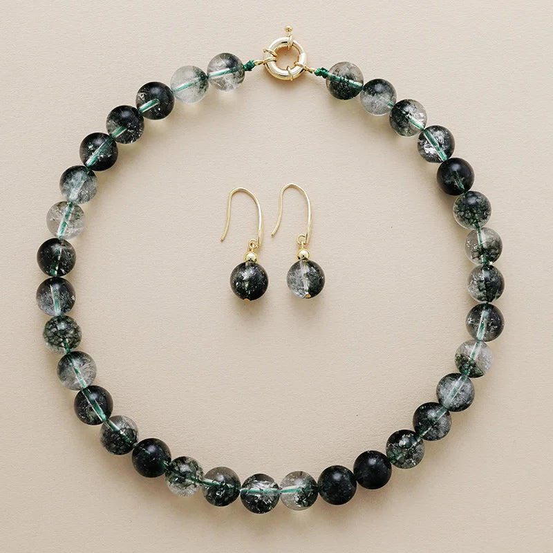 'Grace' Necklace Earrings Set - Quartz | ALLORA JADE