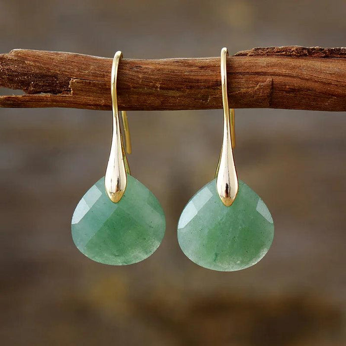 'Ritzy' Aventurine Stone Drop Earrings - Womens Earrings Crystal Earrings - Allora Jade