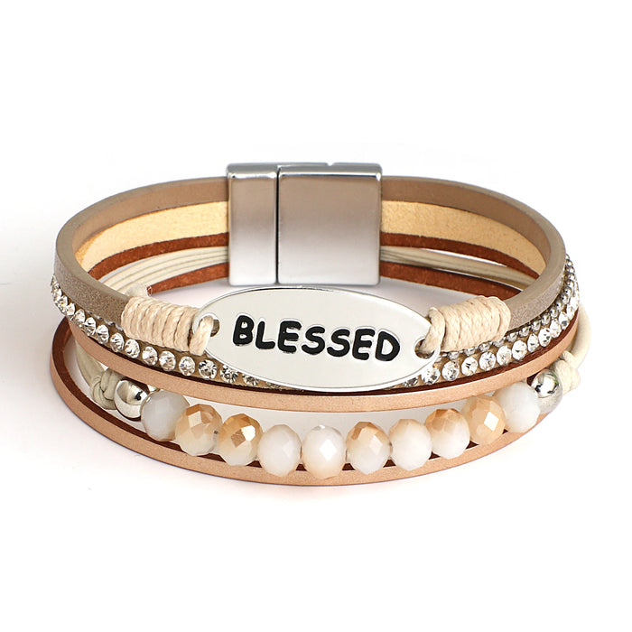 'Blessed' Charm Cuff Bracelet - khaki - Women's Bracelet - ALLORA JADE